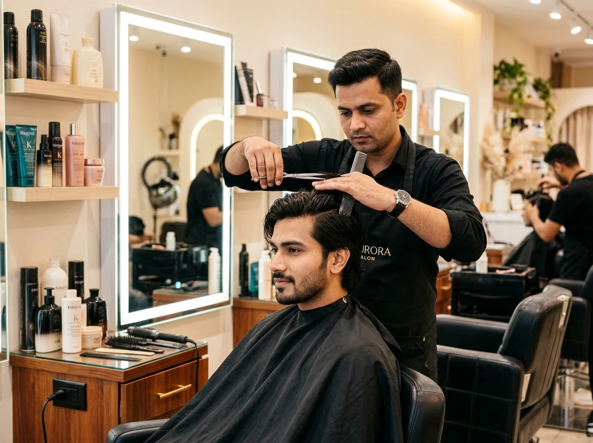 Precision men’s haircut and styling by professional male stylist